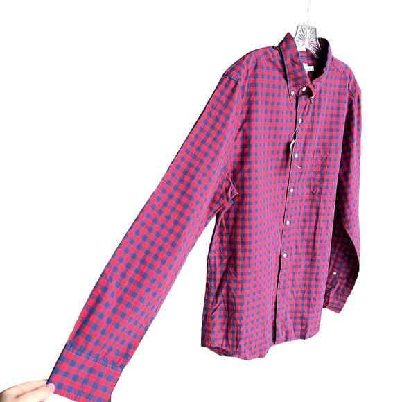 J. Crew Men's Button Down Shirt Red Blue Secret Wash cotton poplin shirt NWT - Picture 5 of 9